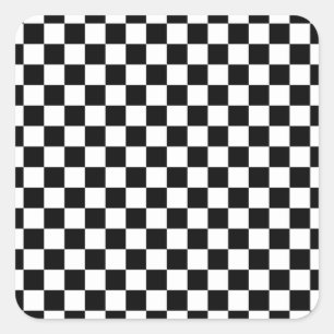 Karo Schwarz-weiß Checked Patches Quadratischer Aufkleber