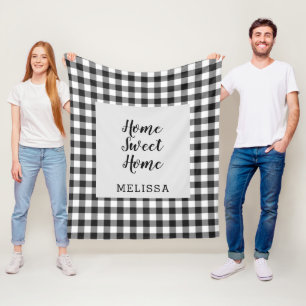 Karo Schwarz Weiß Gingham Fleecedecke