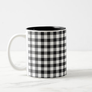 Karo Schwarz Weiß Gingham Mutter Geburtstag Zweifarbige Tasse