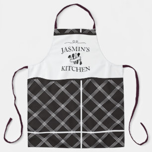 Karo Schwarz Weiß Tartan Farmhaus Küche Schürze