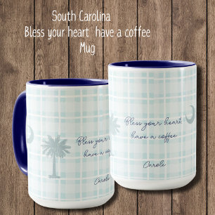 Karo-South-Carolina-Tasse mit Palme und Mond  Tasse