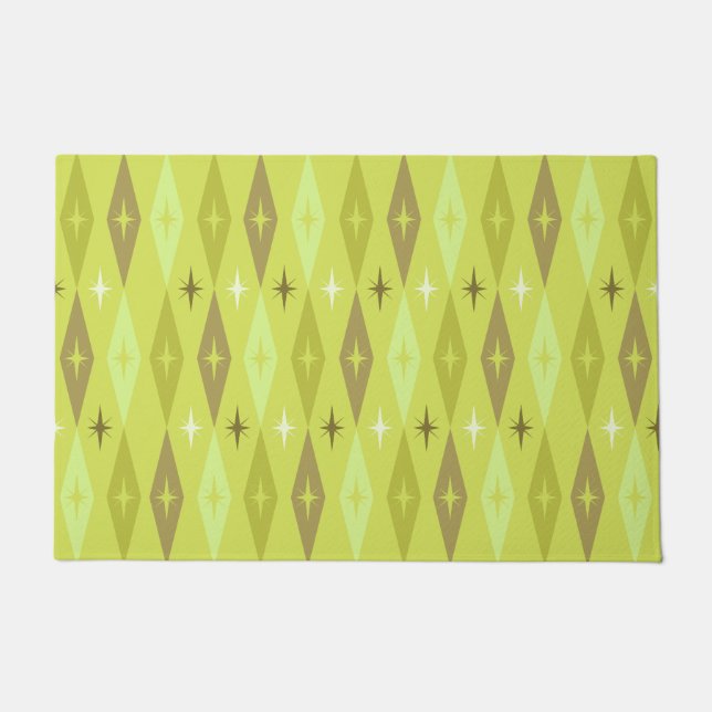 Karo-Stars-Chartreuse der 1950er Jahre Fußmatte (Vorderseite)