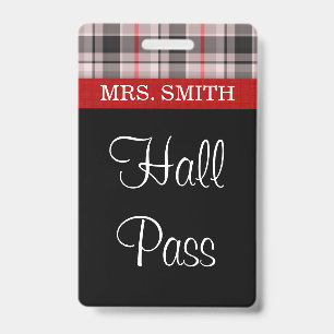 Karo-Stoff HALL-Pass Ausweis