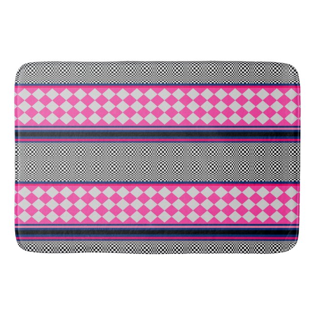 Karo Stripes Harlequin Mixed Pattern Design Badematte (Vorderseite)