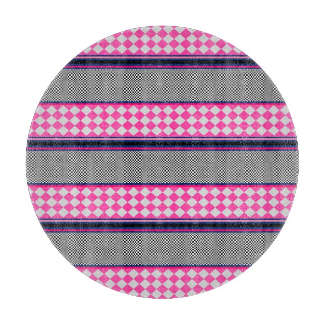 Karo Stripes Harlequin Mixed Pattern Design Schneidebrett (Vorderseite)