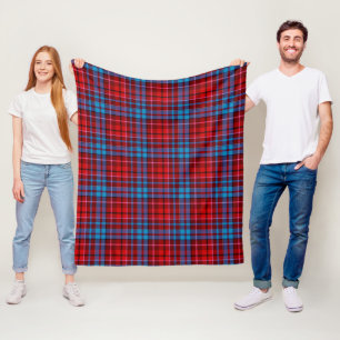 Karo-Tartan-Design in Bordeauxblaurot Fleecedecke
