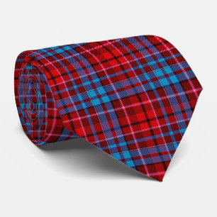 Karo Tartan Design in Burgunderrot Blau Rot  Krawatte