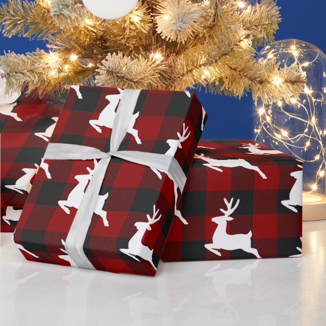 Karo und Hirsche  Geschenkpapier (Feiertage)