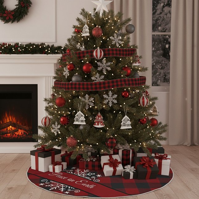 Karo und Schneeflocke individuell angepasst   Polyester Weihnachtsbaumdecke (Von Creator hochgeladen)