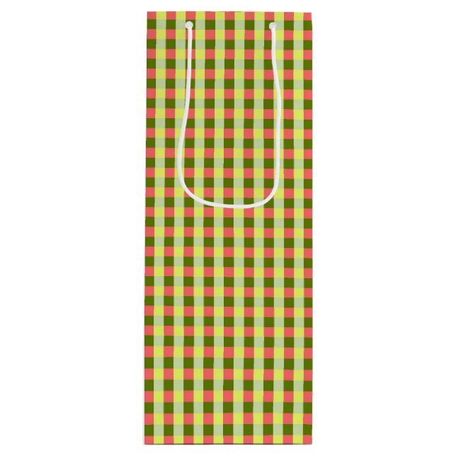 Karo Watermelon Geschenktüte Für Weinflaschen (Vorderseite)