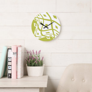 Karo Wavy Brain Thinking - Pear Green White Große Wanduhr