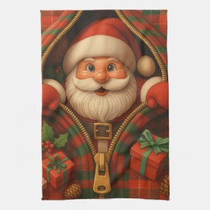 Karo-Weihnachtsmann-Weihnachtsdesign Geschirrtuch
