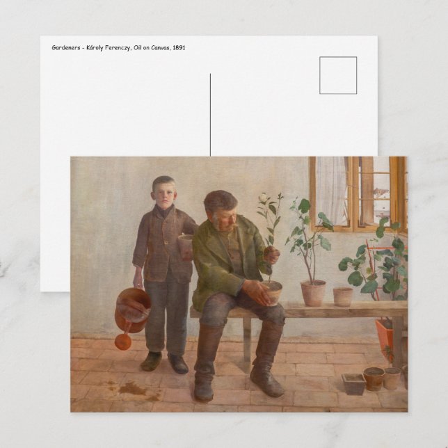 Károly Ferenczy - Gärtner Postkarte (Vorne/Hinten)