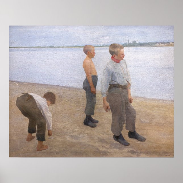 Károly Ferenczy - Jungen werfen Kieselsteine Poster (Vorne)