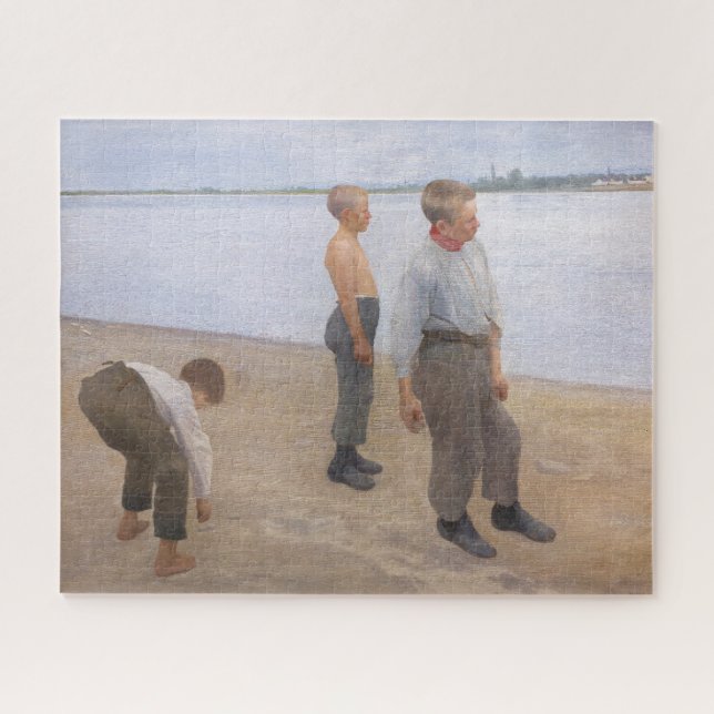 Károly Ferenczy - Jungen werfen Kieselsteine Puzzle (Horizontal)