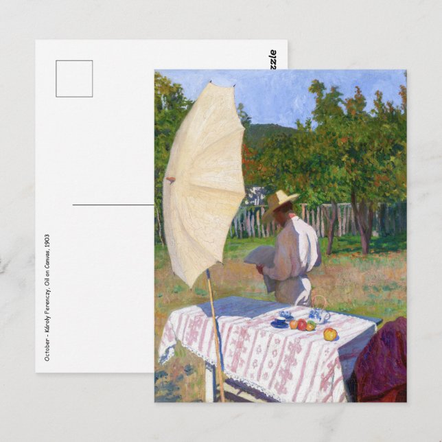 Károly Ferenczy - Oktober Postkarte (Vorne/Hinten)