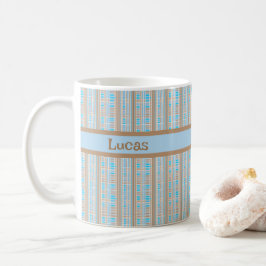 Karomuster blau braun grau kaffeetasse