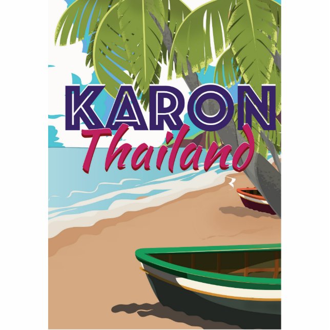 Karon Thailand Cartoon Reiseplakat. Fotoskulptur Magnet (Vorne)