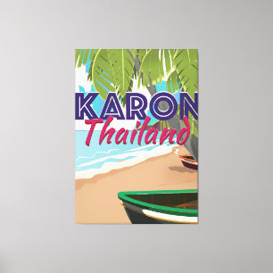 Karon Thailand Cartoon Reiseplakat. Leinwanddruck