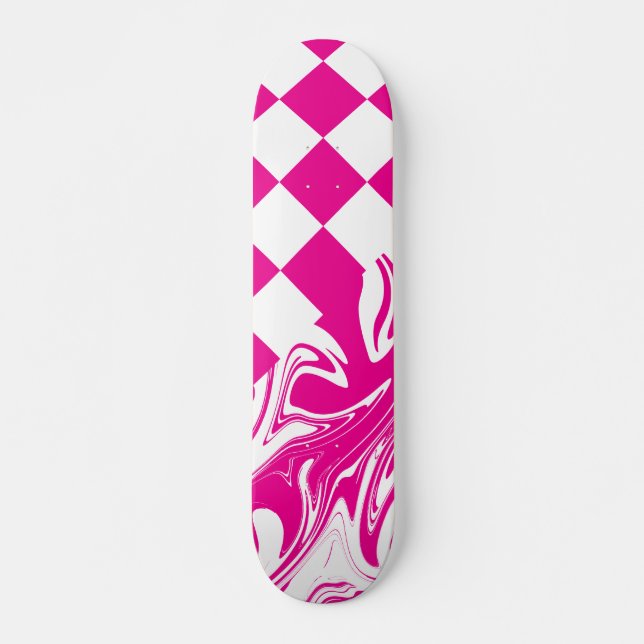 Karos und Wirbel in Magenta und White Skateboard (Vorne)