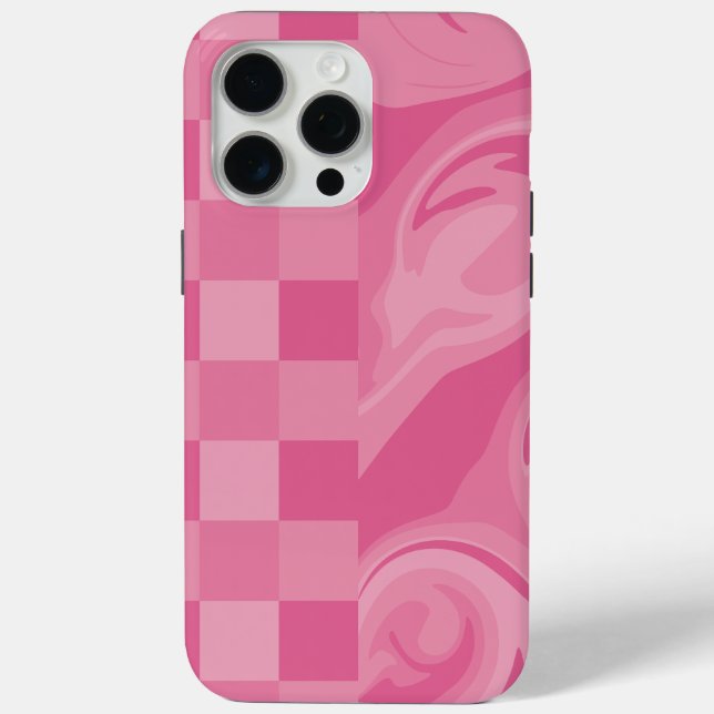Karos und Wirbel - rosa Case-Mate iPhone Hülle (Rückseite)