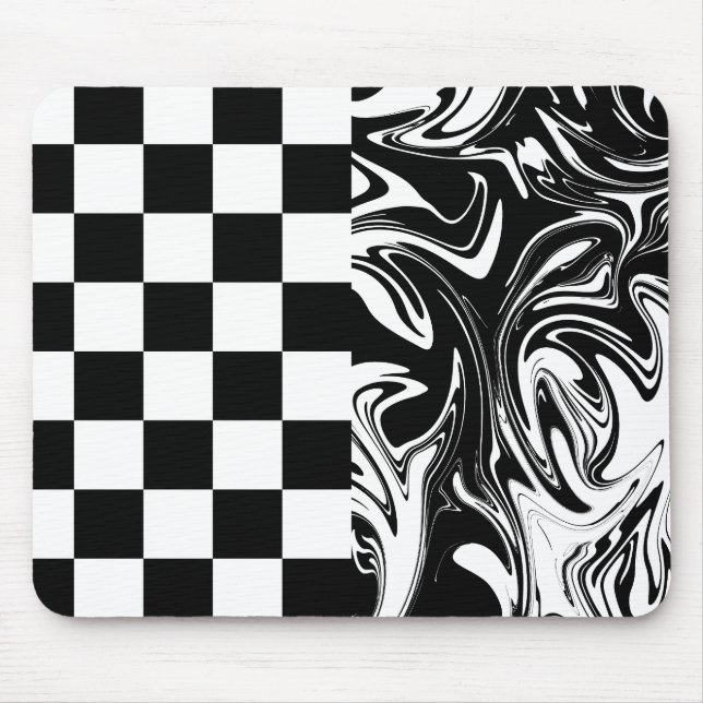 Karos und Wirbel - Schwarz und Weiß Mousepad (Vorne)