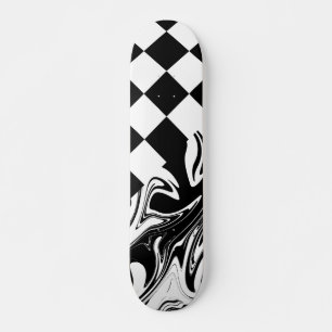 Karos und Wirbel - Schwarz und Weiß Skateboard