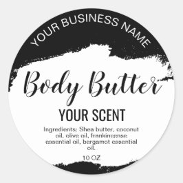 Karosseriebutter schwarz-weiß minimalistisch runder aufkleber