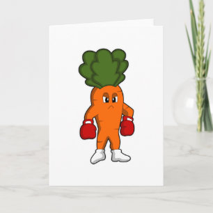 Karotte als Boxer mit Boxhandschuhen Karte