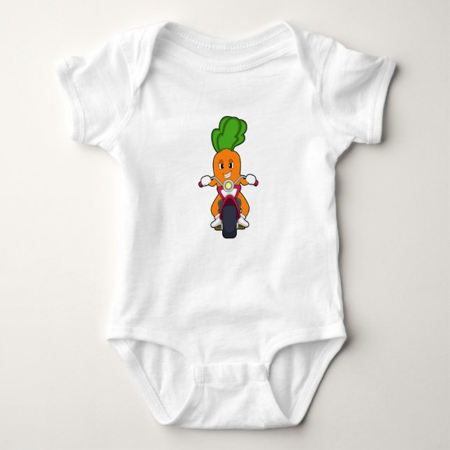 Karotte als Fahrrad mit Motorrad.PNG Baby Strampler (Vorderseite)