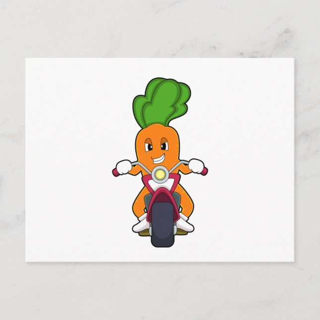 Karotte als Fahrrad mit Motorrad.PNG Postkarte (Vorderseite)