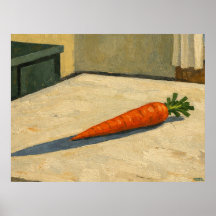 Karotte auf einem Tisch hängendes Kunstwerk