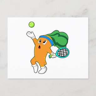 Karotte beim Tennis mit Tennisschläger Postkarte