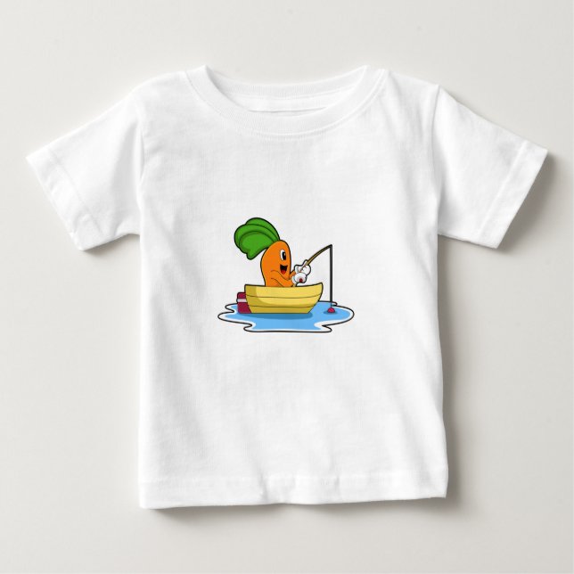 Karotte im Boot beim Angeln mit Angelstange Baby T-shirt (Vorderseite)
