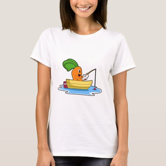 Karotte im Boot beim Angeln mit Angelstange T-Shirt (Vorderseite)