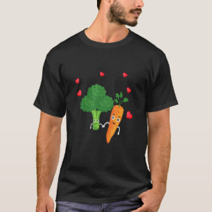Karotte Und Brokkoli Glückliche Niedliche Gemüse V T-Shirt