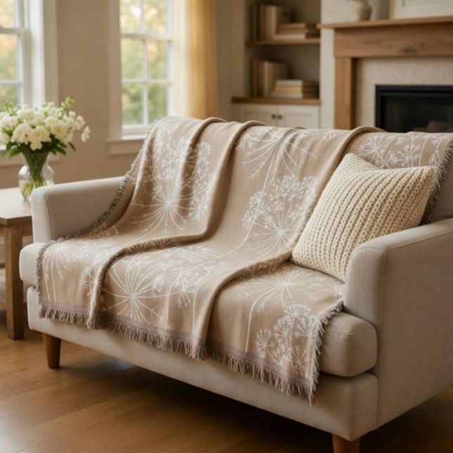 Karotten-Blumen-Silhouette Sanftes Beige Decke (Von Creator hochgeladen)