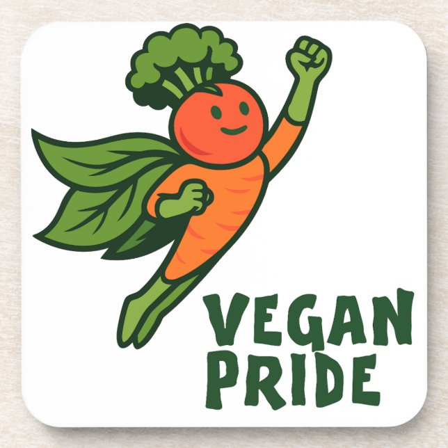 Karotten-Held Vegan Pride Getränkeuntersetzer (Vorderseite)