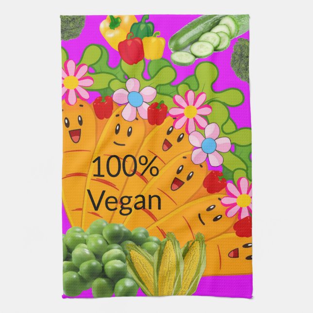 Karotten Peas 100% Vegane Küche Handtuch (Vertikal)