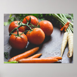Karotten und Tomaten Pflanzenfotografie Poster