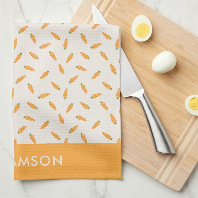 Karotten Vegetables Muster personalisiert Geschirrtuch (Viertel Falte)