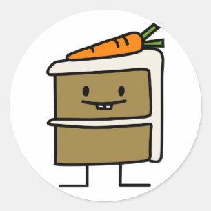 Karottenkuchenscheibe-Häschenzähne, die Nachtisc Runder Aufkleber