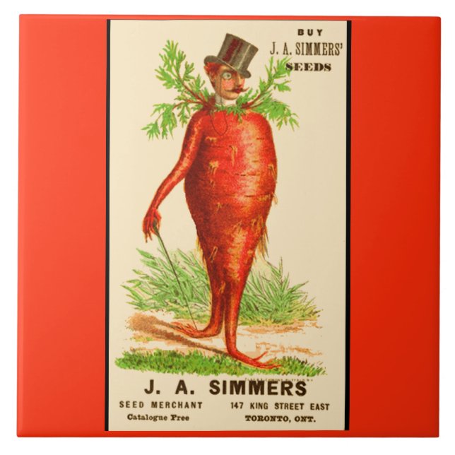 Karottenmann Viktorianische Visitenkarte Fliese (Vorderseite)