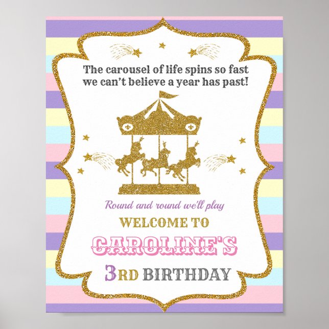 Karousel Begrüßungsschild Party Giro Zirkus Poster (Vorne)