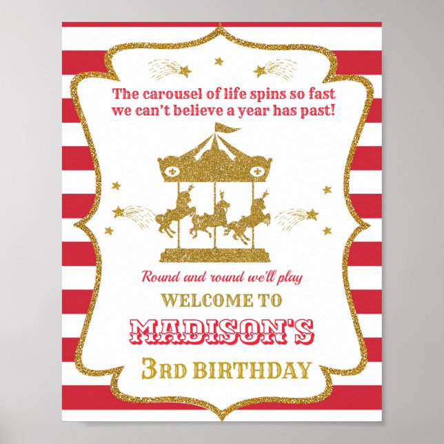 Karousel Begrüßungsschild Party Giro Zirkus Poster (Vorne)
