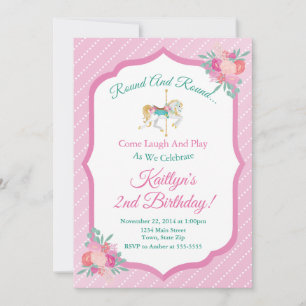 Karousel Geburtstag Einladung Merry Go Runde