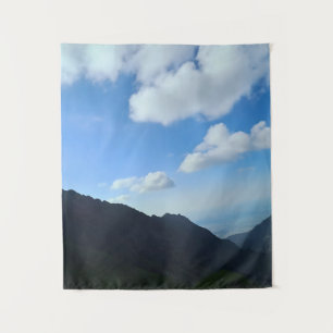 Karpaten-Blauhimmel-Gipfel – Rumänien Bergkunst Wandteppich