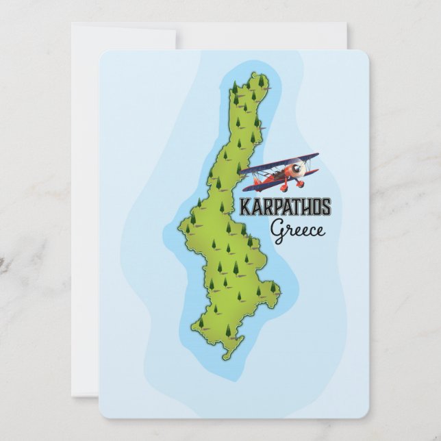 Karpathos Griechisch Map Illustriertes Reiseplakat (Vorderseite)