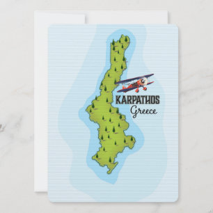 Karpathos Griechisch Map Illustriertes Reiseplakat