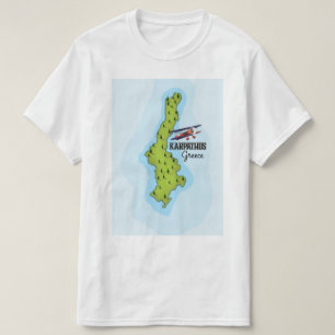 Karpathos Griechisch Map Illustriertes Reiseplakat T-Shirt